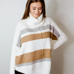 Entro Tops Anna Striped Turtleneck Sweater