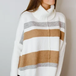 Entro Tops Anna Striped Turtleneck Sweater