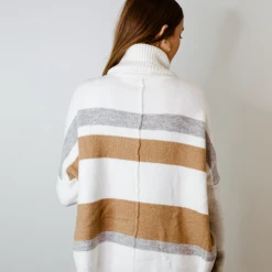 Entro Tops Anna Striped Turtleneck Sweater