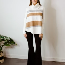 Entro Tops Anna Striped Turtleneck Sweater