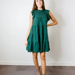 Entro Sara Mock Neck Ruffle Dress Dresses