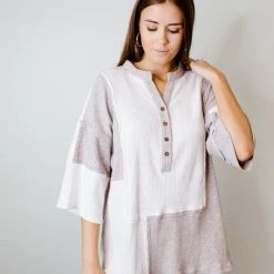 Time After Time Patch It Up Raw Hem Top Tops