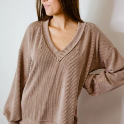 Fantastic Fawn Tops Good Times Ribbed Knit Pullover
