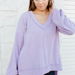 Fantastic Fawn Tops Good Times Ribbed Knit Pullover