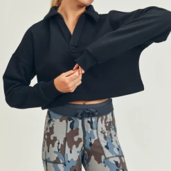 Mono B Aubrey Collared Crop Top