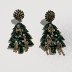 Golden Stella Christmas Tree Tassel Earrings Jewelry