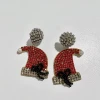 Golden Stella Crystal Santa Hat Earrings Jewelry