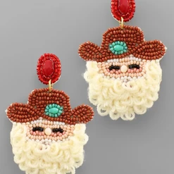 Golden Stella Cowboy Santa Earrings Jewelry
