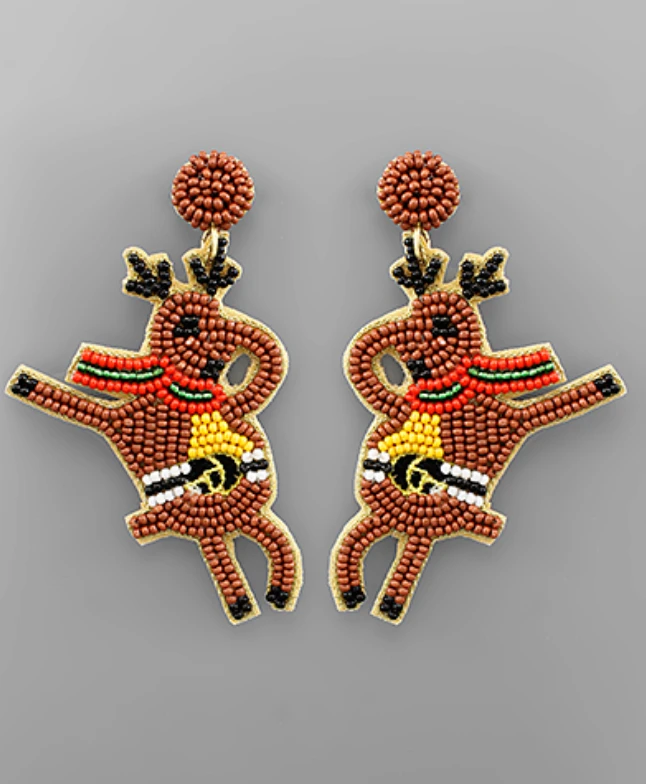 Golden Stella Jewelry Beaded Reindeer Earrings - Festive Holiday Accessories 3 Golden Stella Jewelry Beaded Reindeer Earrings