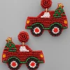 Golden Stella Jewelry Beaded Christmas Truck Earrings