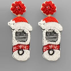 Golden Stella Beaded Santa Seltzer Earrings Jewelry