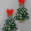 Golden Stella Beaded Christmas Tree Earrings Jewelry