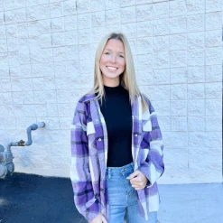 Entro Rebecca Oversized Plaid Jacket Tops