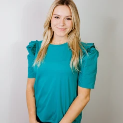 2.7 August Apparel Jamie Ruffle Sleeve Tee Shirt