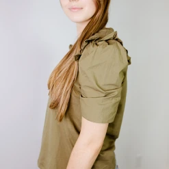 2.7 August Apparel Jamie Ruffle Sleeve Tee Shirt