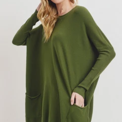 Tea N Rose Tops Boyfriend Pocket Sweater