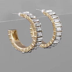 Golden Stella Baguette Crystal Hoop