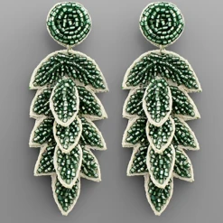 Golden Stella Jewelry Beaded Leaf Earrings