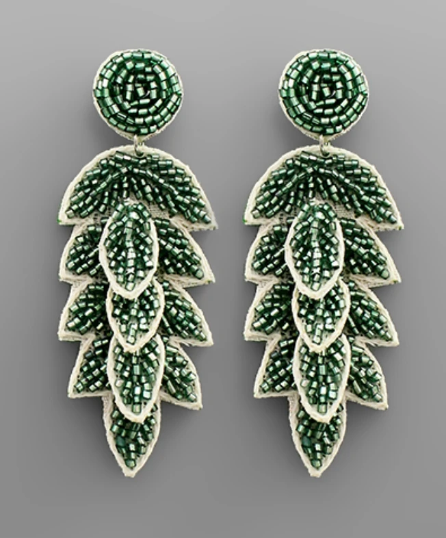 Golden Stella Jewelry Beaded Leaf Earrings - Elegant Handcrafted Accessories 3 Golden Stella Jewelry Beaded Leaf Earrings