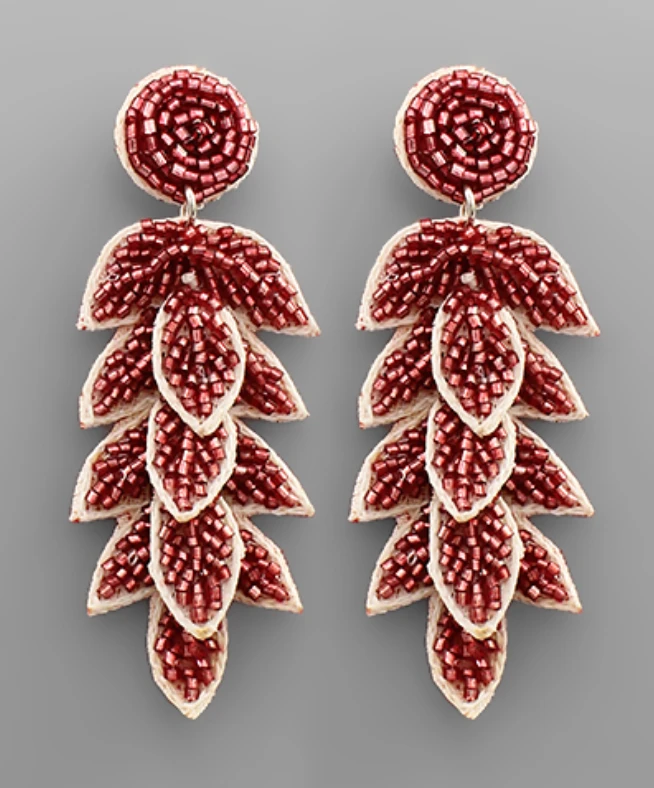 Golden Stella Jewelry Beaded Leaf Earrings - Elegant Handcrafted Accessories 4 Golden Stella Jewelry Beaded Leaf Earrings