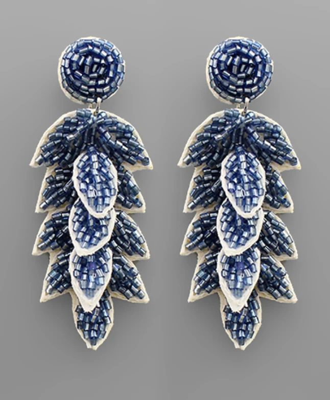 Golden Stella Jewelry Beaded Leaf Earrings - Elegant Handcrafted Accessories 6 Golden Stella Jewelry Beaded Leaf Earrings