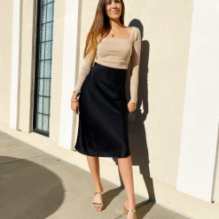 By Together Wildest Dreams Satin Midi Skirt Bottoms