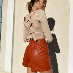 Glam Carrie High Waisted Leather Shorts