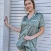 She + Sky Tops Sweet Dreams Satin Pajama Set