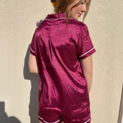 She + Sky Willow Printed Satin Pajama Set Tops