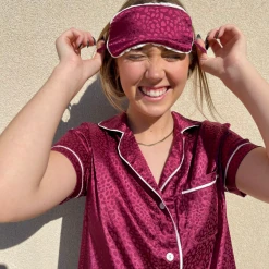 She + Sky Willow Printed Satin Pajama Set Tops