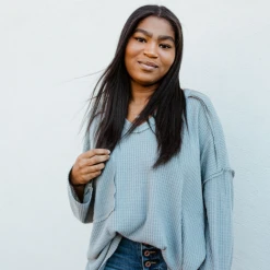 Fantastic Fawn Lucy Waffle Knit Top