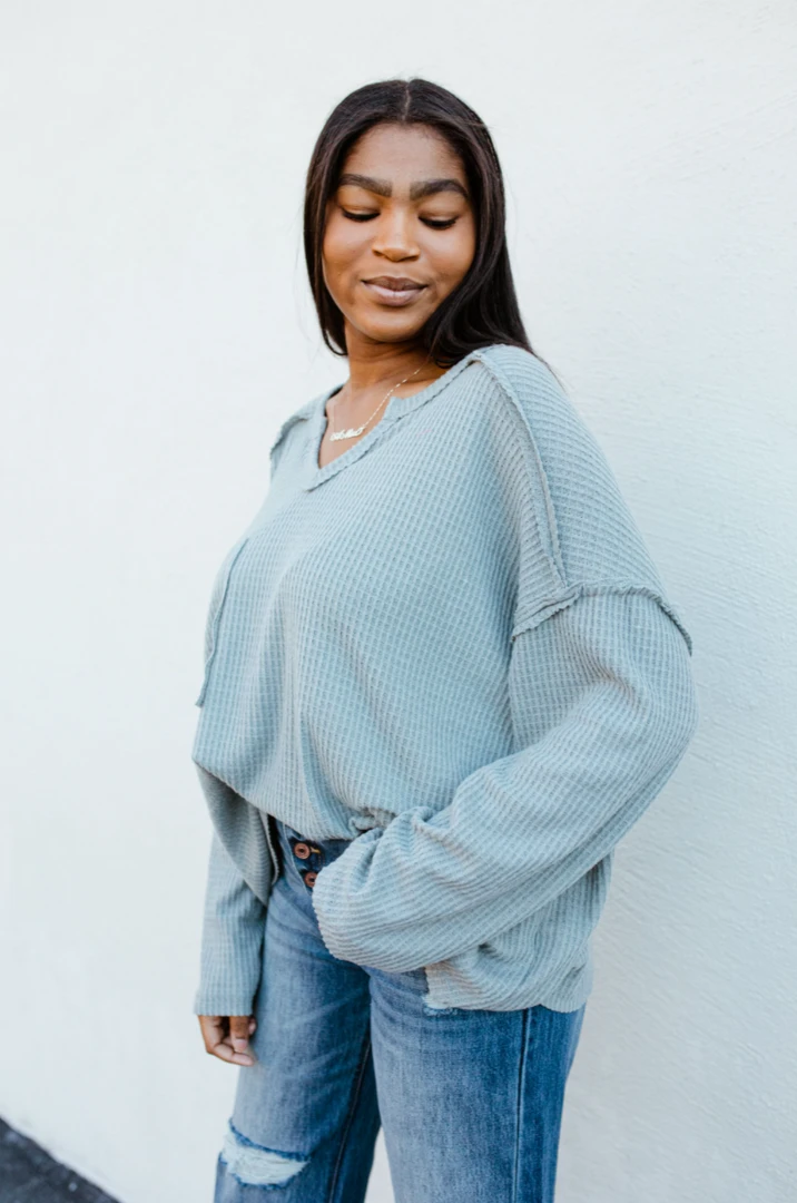 Fantastic Fawn Lucy Waffle Knit Top - Soft Long Sleeve Women's Tops for Casual Wear 5 Fantastic Fawn Lucy Waffle Knit Top