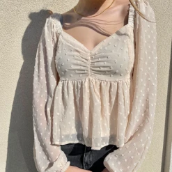 She + Sky Arizona Swiss Dot Peplum Top