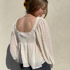 She + Sky Arizona Swiss Dot Peplum Top