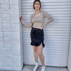 She + Sky Frankie Satin Ruched Skirt