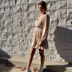 She + Sky Hailey Smocked Satin Dress Dresses