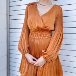 She + Sky Hailey Smocked Satin Dress Dresses