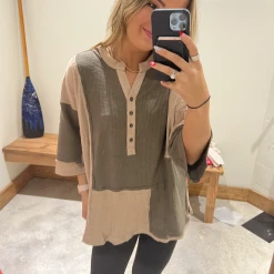 Time After Time Patch It Up Raw Hem Top Tops