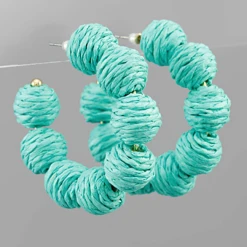 Golden Stella Raffia Ball Hoops
