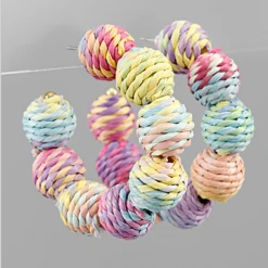 Golden Stella Raffia Ball Hoops