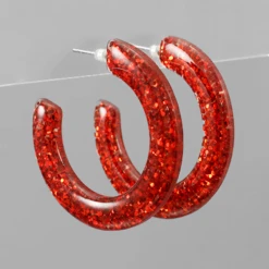 Golden Stella Glitter Open Hoops Jewelry