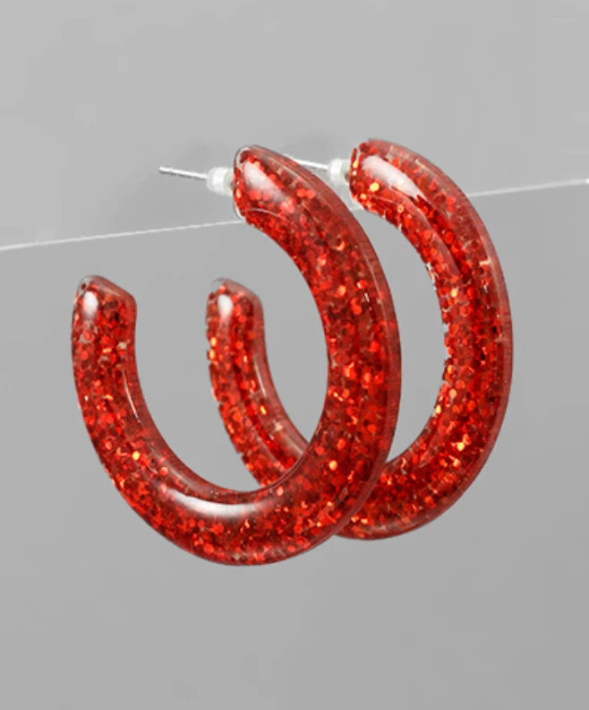 Golden Stella Glitter Open Hoops - Elegant Jewelry Earrings for Women 4 Golden Stella Glitter Open Hoops Jewelry