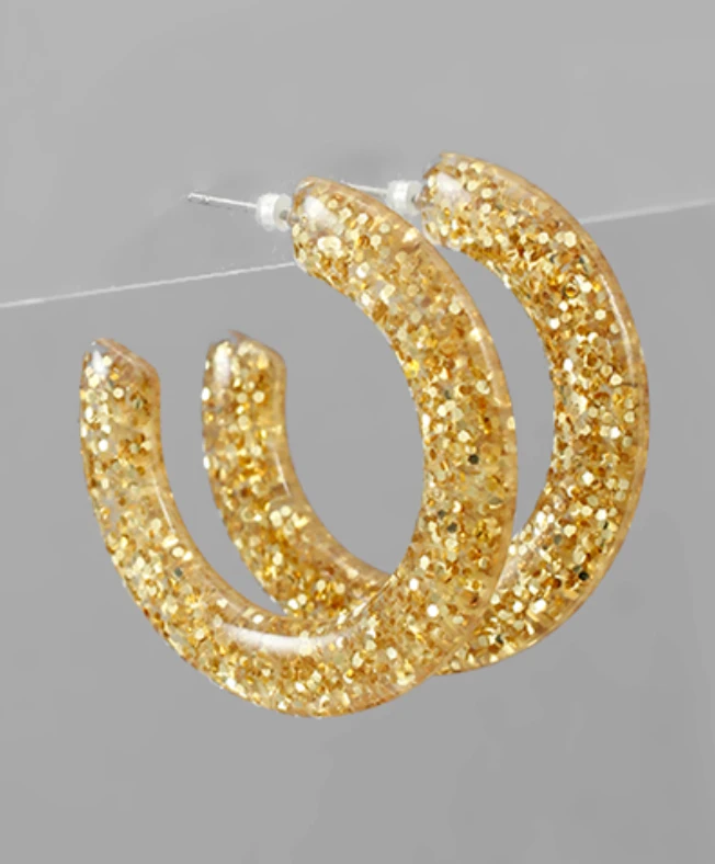 Golden Stella Glitter Open Hoops - Elegant Jewelry Earrings for Women 5 Golden Stella Glitter Open Hoops Jewelry