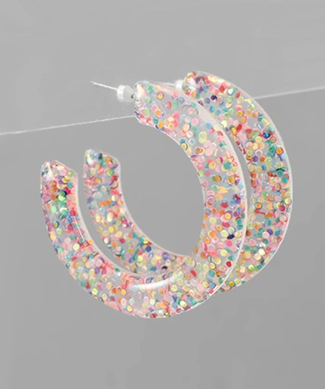 Golden Stella Glitter Open Hoops - Elegant Jewelry Earrings for Women 6 Golden Stella Glitter Open Hoops Jewelry