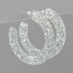 Golden Stella Glitter Open Hoops - Elegant Jewelry Earrings for Women 12 Golden Stella Glitter Open Hoops Jewelry