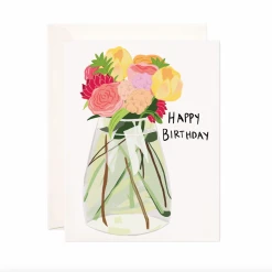 BloomWolf Studio Flower Vase Birthday Greeting Card