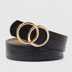 TRENDY Wholesale Belts Double Buckle Leather Belt