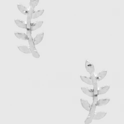 TRENDY Wholesale Jewelry Hammered Metal Leaf Stud Earrings