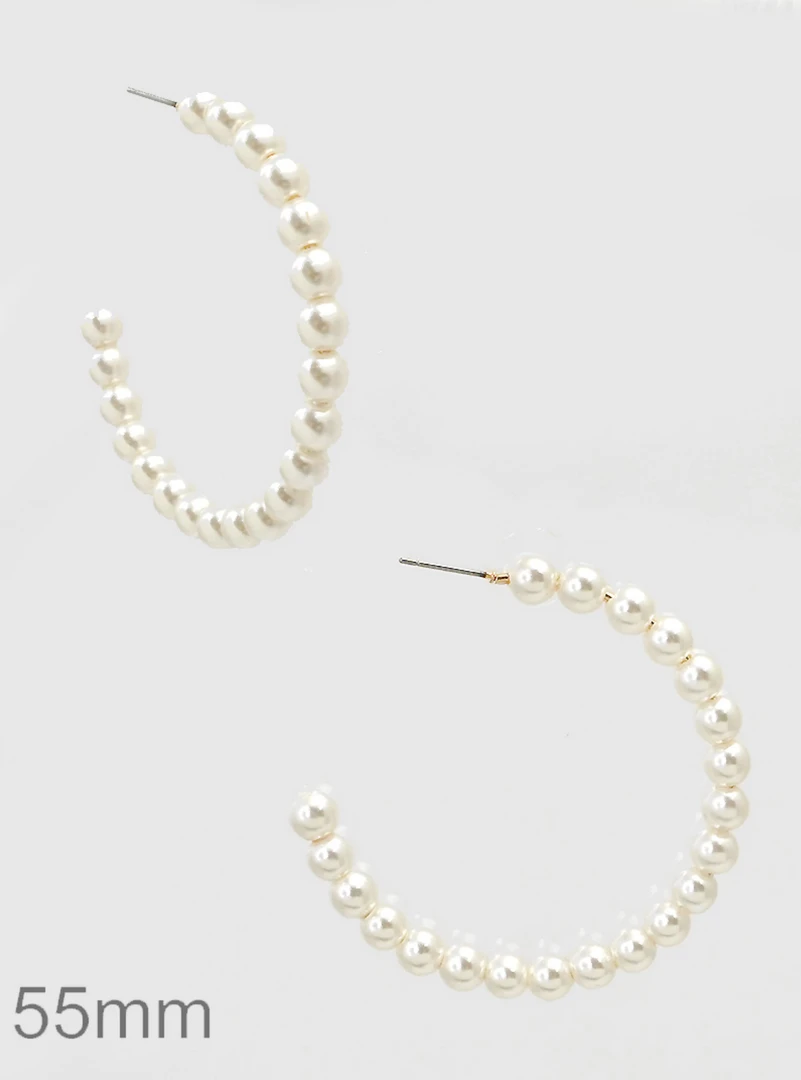 TRENDY Wholesale Pearl Beaded Hoops - Stylish Jewelry Earrings for Women 3 TRENDY Wholesale Pearl Beaded Hoops