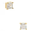TRENDY Wholesale Gold Dipped CZ Stud Earrings - Elegant Jewelry for Women 2 TRENDY Wholesale Jewelry Gold Dipped CZ Stud Earrings